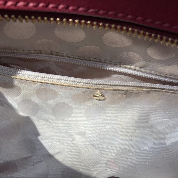 Kate Spade ♠️ Leather Handbag Great Size And Condition! Linen And Merlot Colors! - Picture 9 of 9